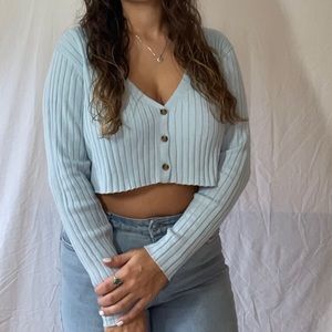 LA hearts blue button top NEW